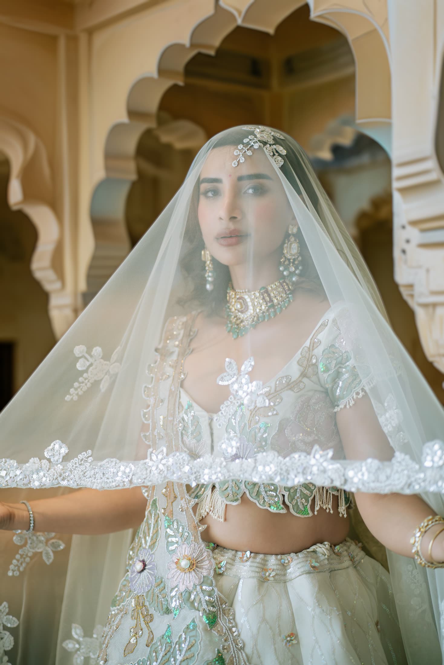 Couture editorial portrait with polki jewellery